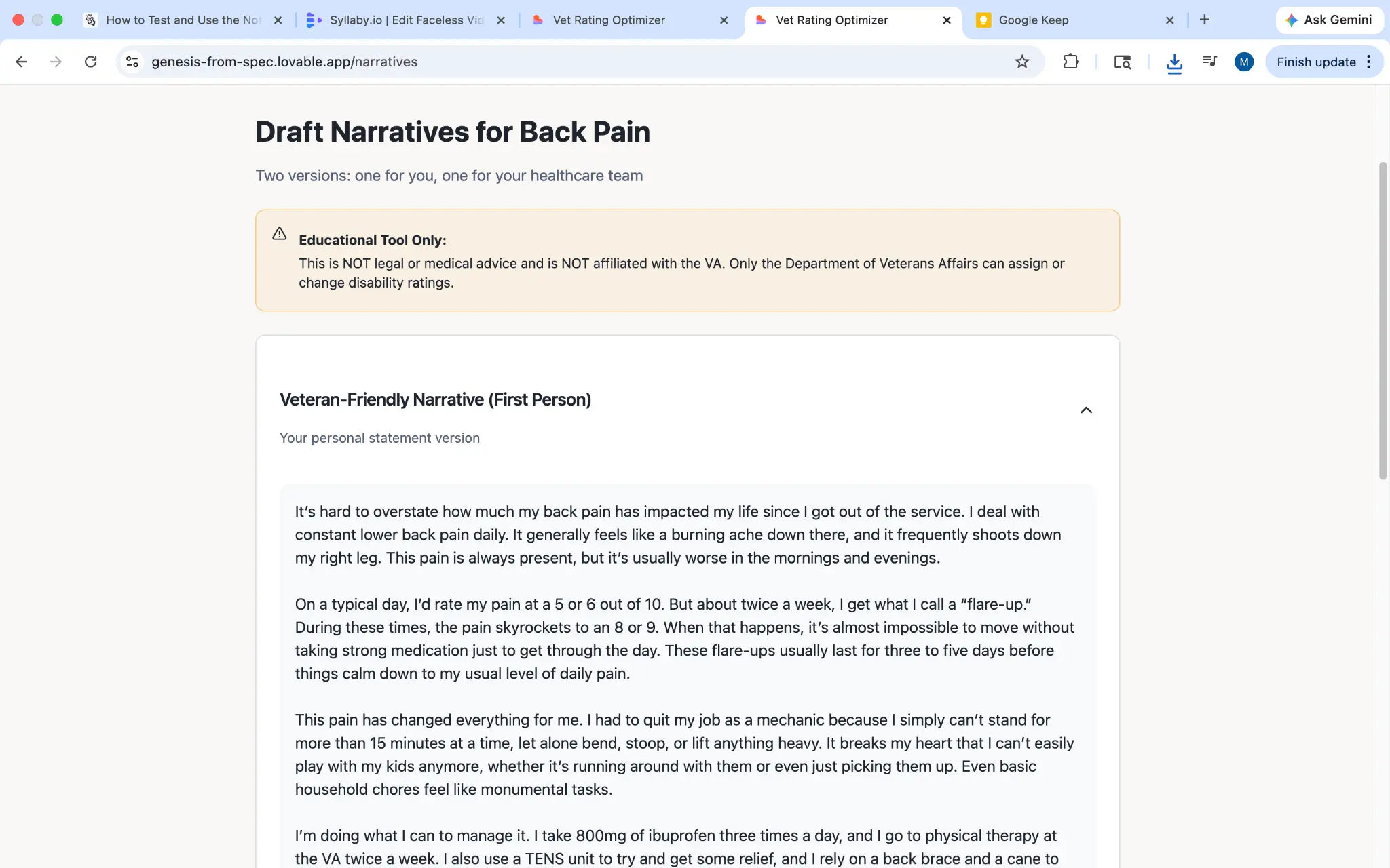 Step 6: Draft Narratives